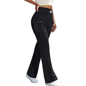 Women workout Bootcut yoga pants Black Cargo Pants